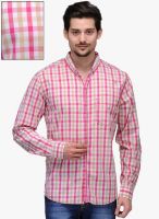 Canary London Pink Checked Slim Fit Casual Shirt