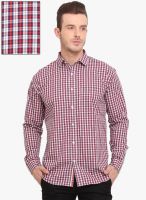 Ennoble Red Checked Slim Fit Casual Shirt