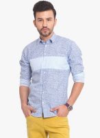 Exitplay Blue Printed Regular Fit Casual Shirt