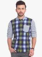 Exitplay Green Checked Regular Fit Casual Shirt