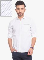 Exitplay White Printed Regular Fit Casual Shirt