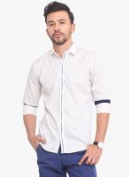 Exitplay White Solid Regular Fit Casual Shirt