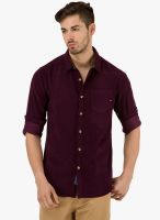 Freehand Purple Solid Slim Fit Casual Shirt