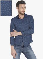 Globus Blue Printed Regular Fit Casual Shirt