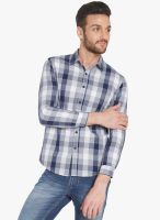 Globus Navy Blue Checked Regular Fit Casual Shirt