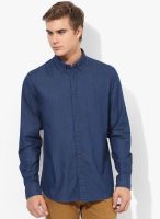 Indian Terrain Blue Printed Slim Fit Casual Shirt