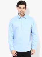 Indian Terrain Light Blue Solid Slim Fit Casual Shirt