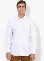 Indian Terrain White Solid Slim Fit Casual Shirt