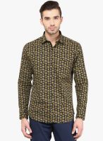 Invern by Monteil Brown Printed Slim Fit Casual Shirt