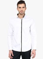 Invern by Monteil White Solid Slim Fit Casual Shirt