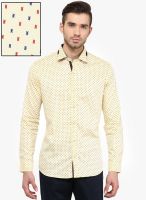 Invern by Monteil Yellow Printed Slim Fit Casual Shirt