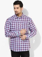 Izod Blue Checked Slim Fit Casual Shirt