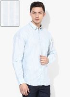Izod Blue Striped Slim Fit Casual Shirt
