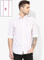 Izod White Striped Slim Fit Casual Shirt