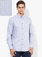 Jack & Jones Light Blue Printed Slim Fit Casual Shirt