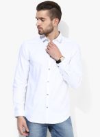 Jack & Jones White Solid Slim Fit Casual Shirt