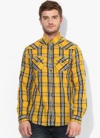 Jack & Jones Yellow Checked Slim Fit Casual Shirt