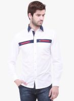 Jogur White Solid Slim Fit Casual Shirt