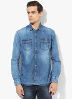 KILLER Blue Washed Slim Fit Casual Shirt