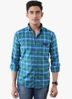 Lee Marc Green Checked Regular Fit Casual Shirt