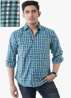 Lee Marc Green Checked Regular Fit Casual Shirt