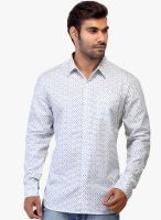 London Bee White Printed Regular Fit Casual Shirt