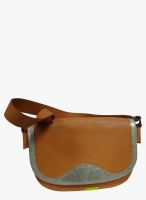 Massimo Italiano Orange Leather Sling Bag