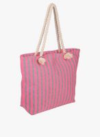 Miss Bennett London Pink Stripe Pattern Beach Bag