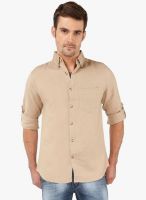 Nick & Jess Beige Solid Casual Shirt