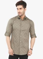 Nick & Jess Olive Printed Casual Shirt