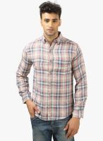 Nick & Jess Pink Checked Slim Fit Casual Shirt