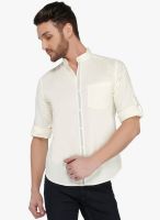 Nick & Jess Yellow Solid Slim Fit Casual Shirt