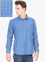 Orange Valley Blue Checked Slim Fit Casual Shirt