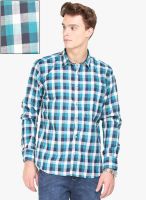 Orange Valley Green Checked Slim Fit Casual Shirt