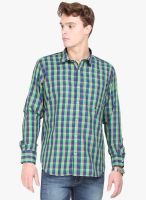 Orange Valley Green Checked Slim Fit Casual Shirt