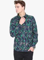 Orange Valley Green Printed Slim Fit Casual Shirt