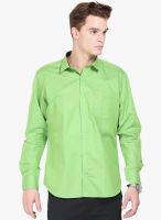 Orange Valley Green Solid Slim Fit Casual Shirt