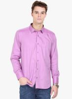 Orange Valley Lavender Solid Slim Fit Casual Shirt