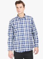 Orange Valley Navy Blue Checked Slim Fit Casual Shirt