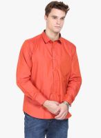 Orange Valley Orange Solid Slim Fit Casual Shirt