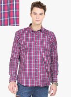 Orange Valley Red Checked Slim Fit Casual Shirt