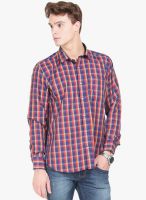 Orange Valley Red Checked Slim Fit Casual Shirt