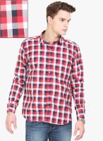 Orange Valley Red Checked Slim Fit Casual Shirt