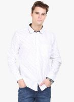 Orange Valley White Printed Slim Fit Casual Shirt