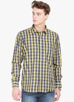 Orange Valley Yellow Checked Slim Fit Casual Shirt