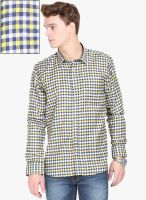 Orange Valley Yellow Checked Slim Fit Casual Shirt