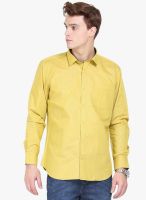 Orange Valley Yellow Solid Slim Fit Casual Shirt