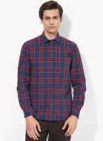 Pepe Jeans Blue Checked Slim Fit Casual Shirt