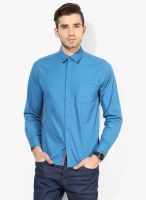 Pepe Jeans Blue Solid Slim Fit Casual Shirt