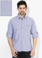 Pepe Jeans Blue Striped Slim Fit Casual Shirt